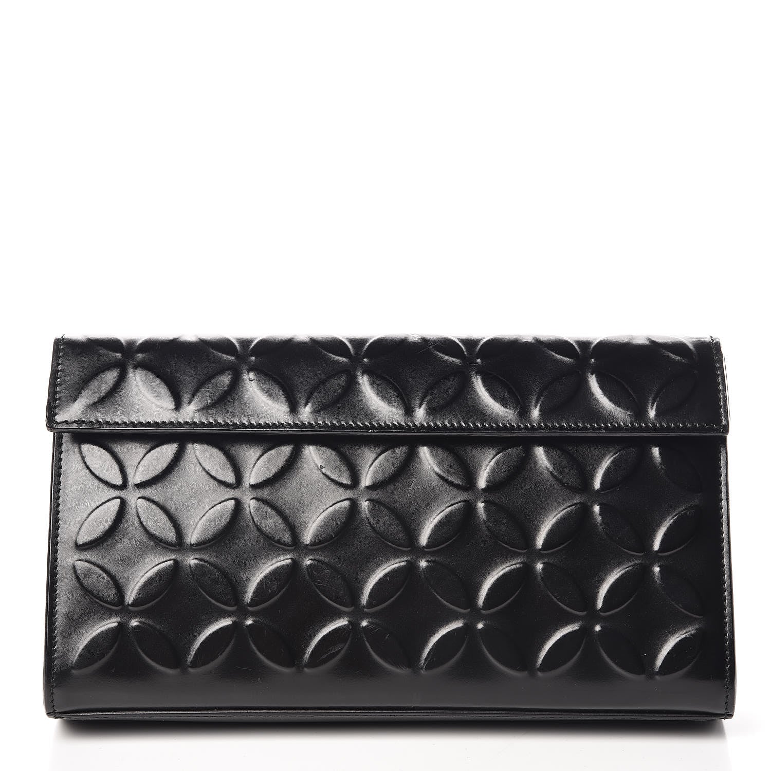Alaia Calfskin Relief Grande Petale Pochette Clutch Black 3 of 9