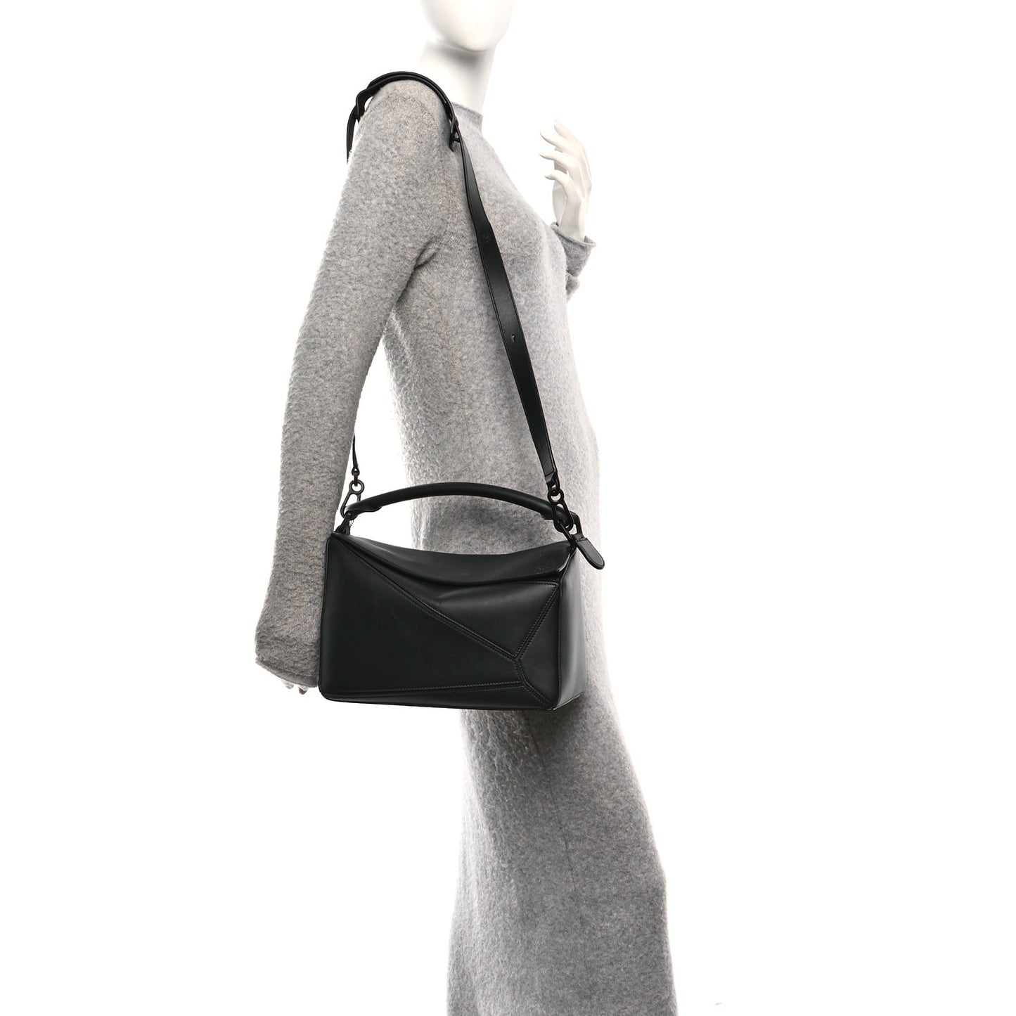 Calfskin Medium Puzzle Bag Black