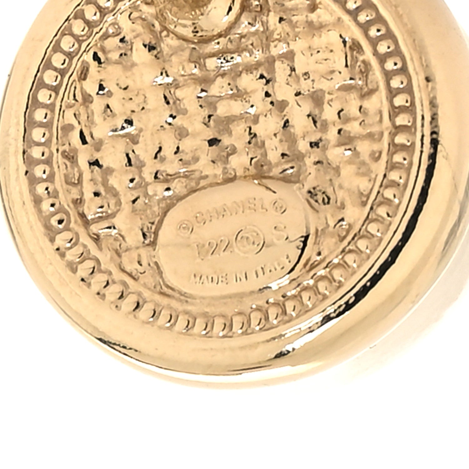 Chanel Pearl Crystal Metal CC Round Earrings Gold 4 of 5