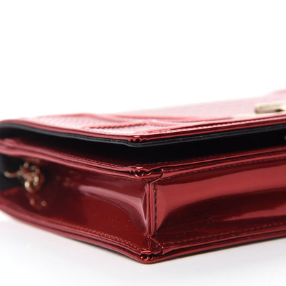 Christian Dior Metallic Patent Micro-Cannage Diorama Wallet on Chain Pouch Red 6 of 10