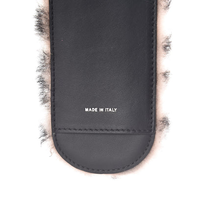 Fendi Shearling Macro FF 1974 Diagonal Strap Thru Light Rose Black 4 of 4