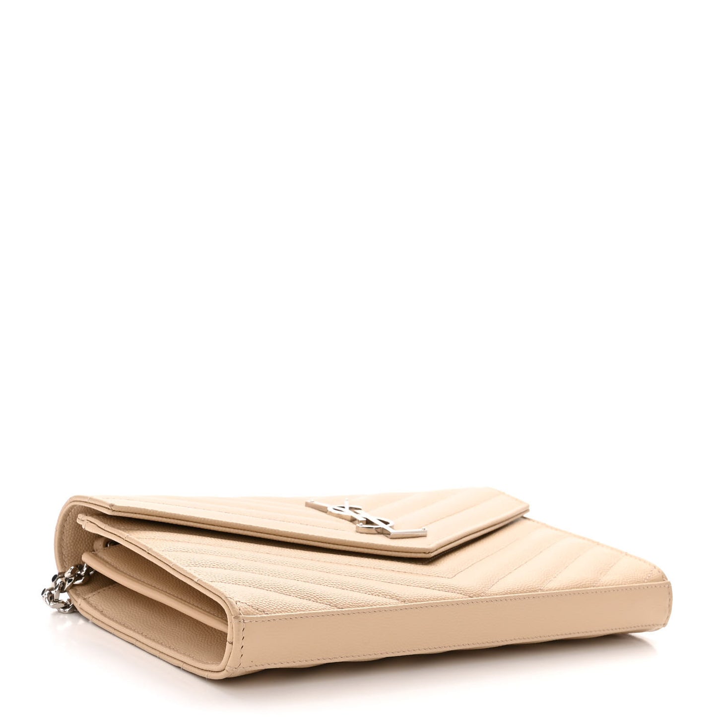 Grain De Poudre Matelasse Chevron Cassandre Envelope Chain Wallet Nude Powder