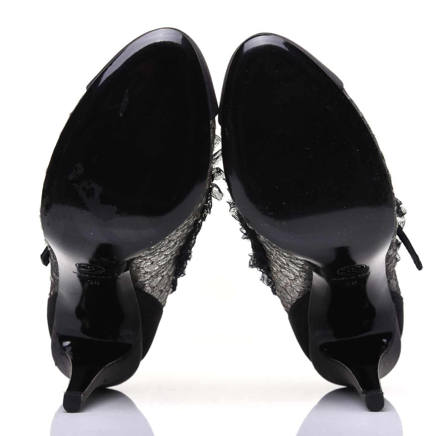 Mesh Satin CC Mary Jane Pumps 38 Black