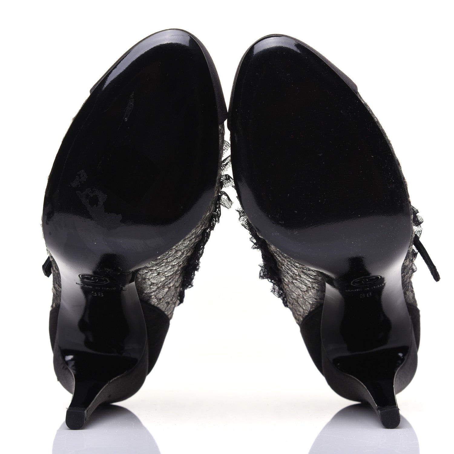 Chanel Mesh Satin CC Mary Jane Pumps 38 Black 5 of 13