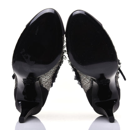 Chanel Mesh Satin CC Mary Jane Pumps 38 Black 5 of 13
