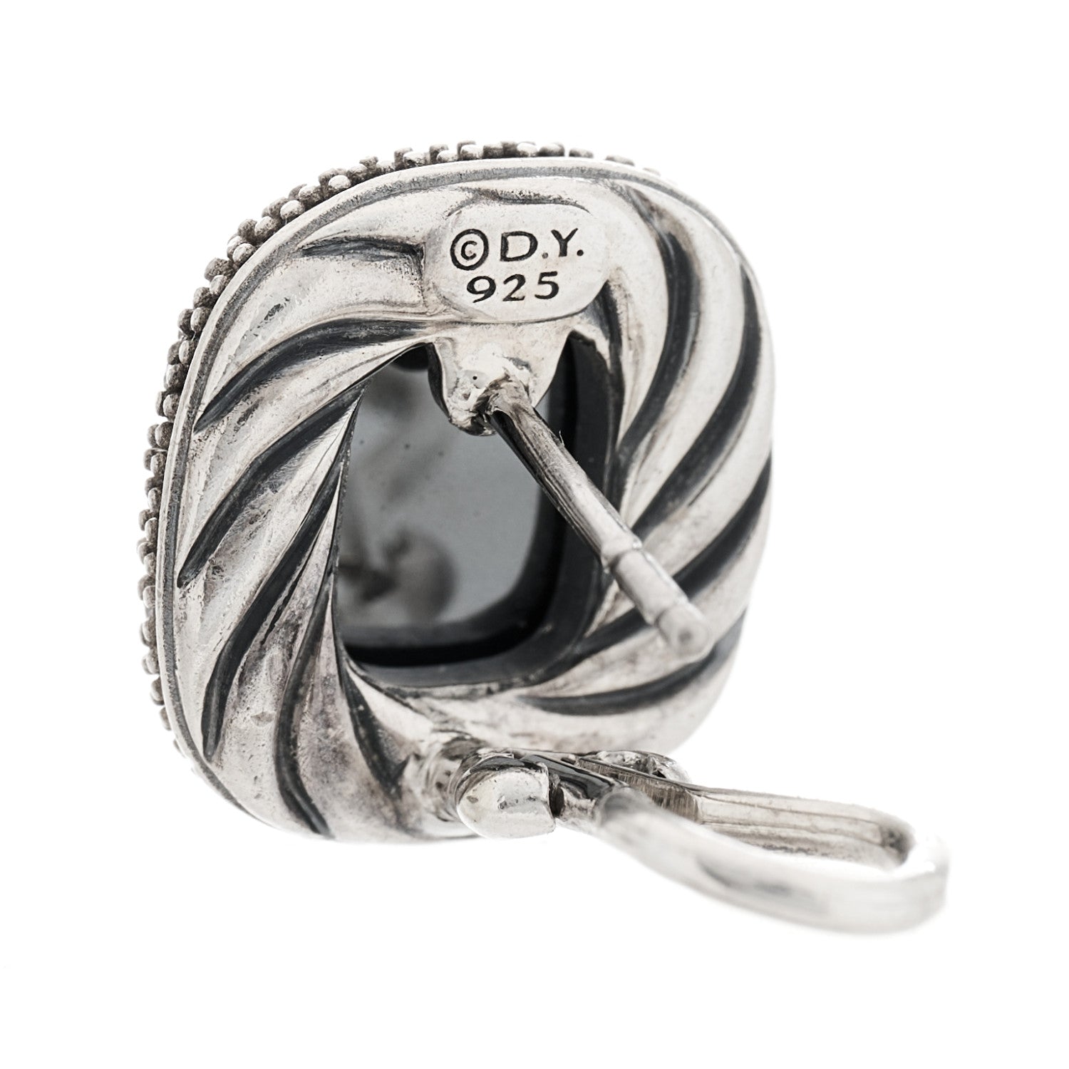 David Yurman Sterling Silver Diamond Hematite Midnight Melange Earrings 4 of 4