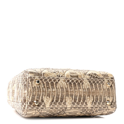 Christian Dior Metallic Snakeskin Cannage Mini Lady Dior Beige 4 of 10