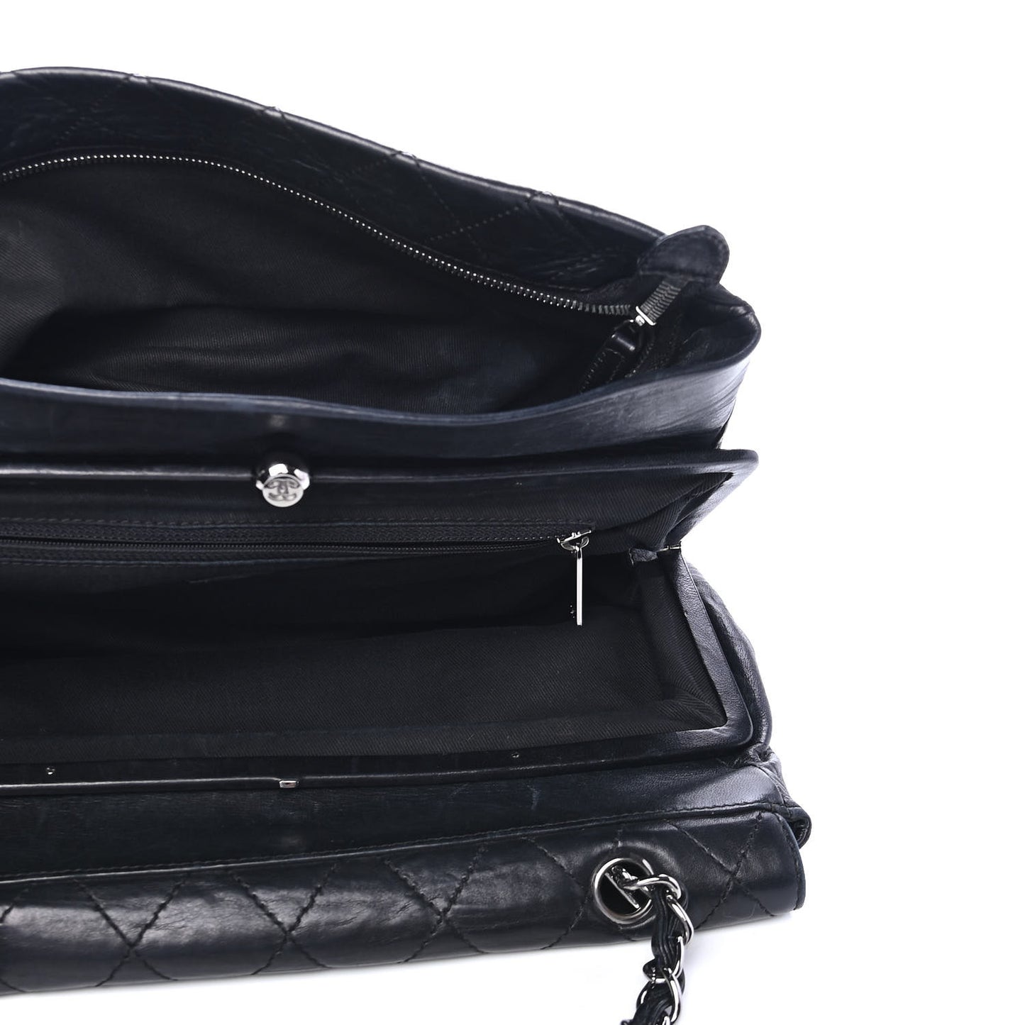 Lambskin Quilted Ritz Flap Bag Black