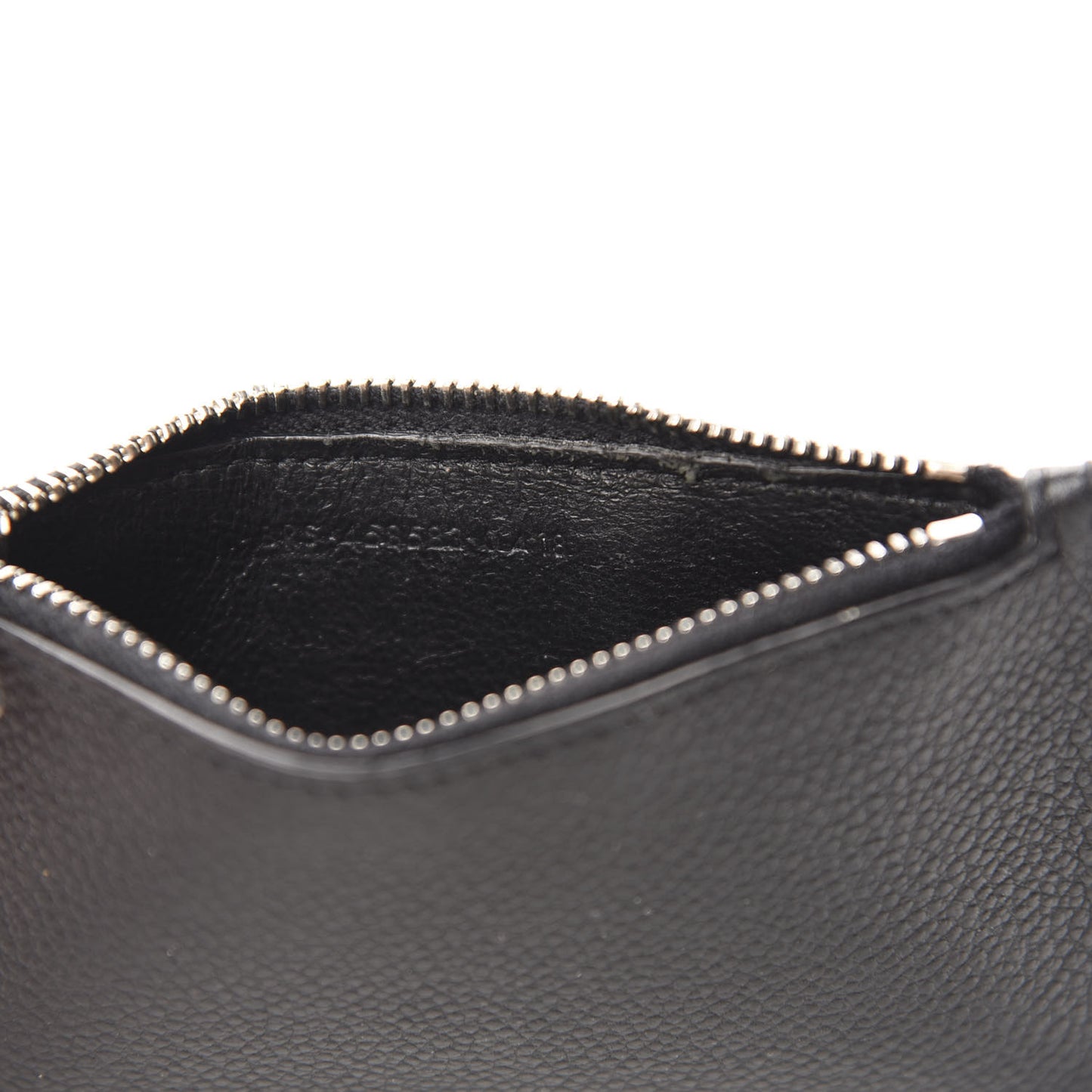 Grained Calfskin 5 Fragments Zip Pouch Card Holder Black