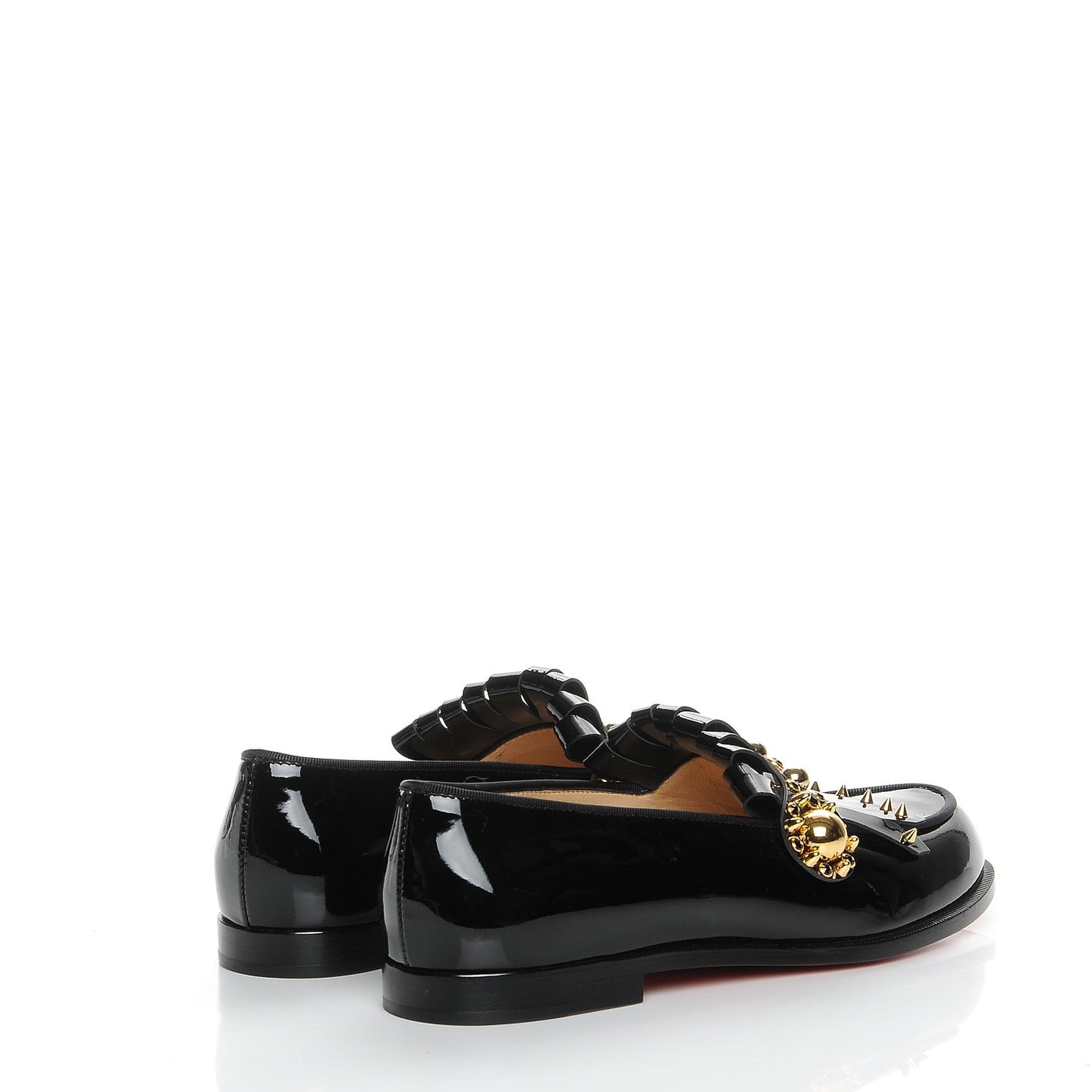 CHRISTIAN LOUBOUTIN Patent Octavian Kiltie Loafer 37.5 Black