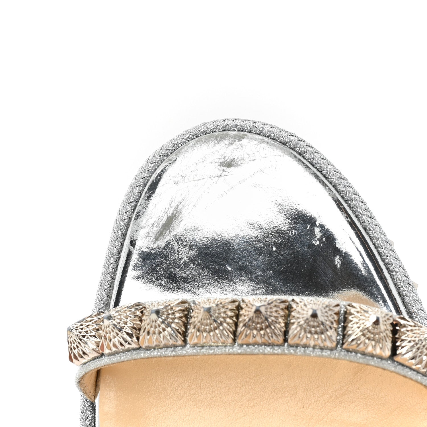 Christian Louboutin Glitter Nappa Mica Pyraclou 110 Wedge Sandals 41 Silver 9 of 13
