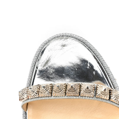 Christian Louboutin Glitter Nappa Mica Pyraclou 110 Wedge Sandals 41 Silver 9 of 13