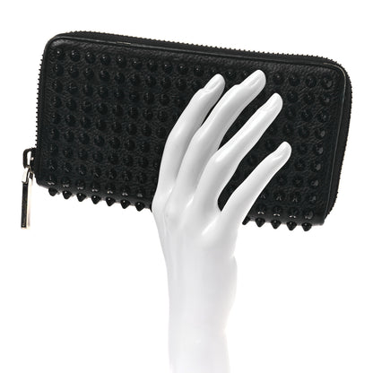 Christian Louboutin Calfskin Panettone Spiked Zip Around Wallet Black 2 of 13