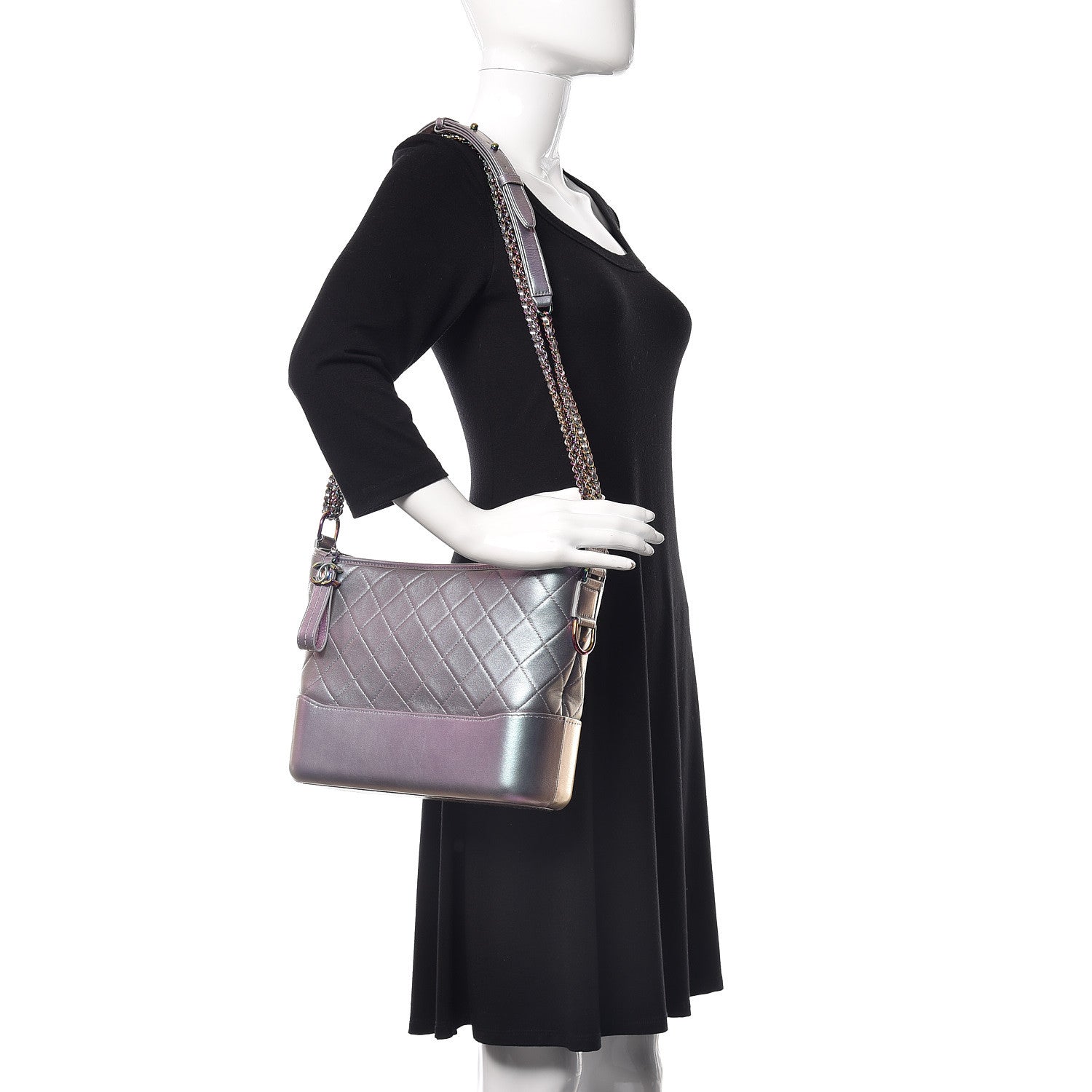 Chanel Iridescent Lambskin Calfskin Quilted Medium Gabrielle Hobo Light Purple 2 of 10
