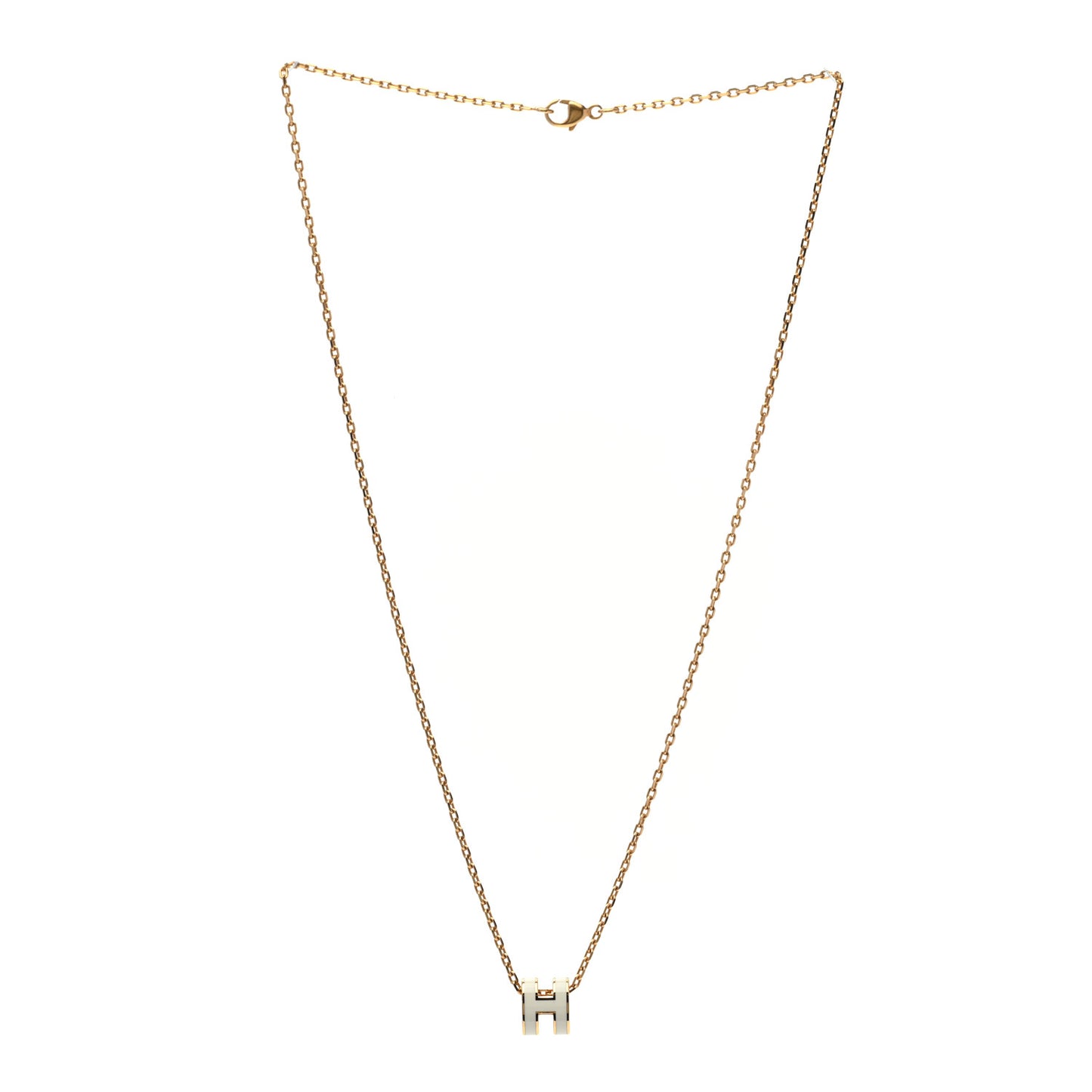 Lacquered Gold Mini Pop H Pendant Necklace White