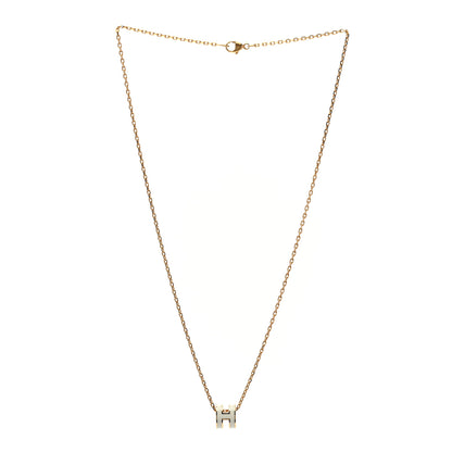 Hermes Lacquered Gold Mini Pop H Pendant Necklace White 3 of 7