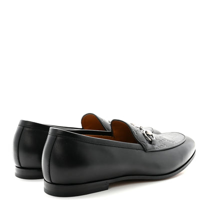 Gucci Real Betis Glamour GG Embossed Calfskin Mens Jordy Horsebit Loafers 9 Black 5 of 10