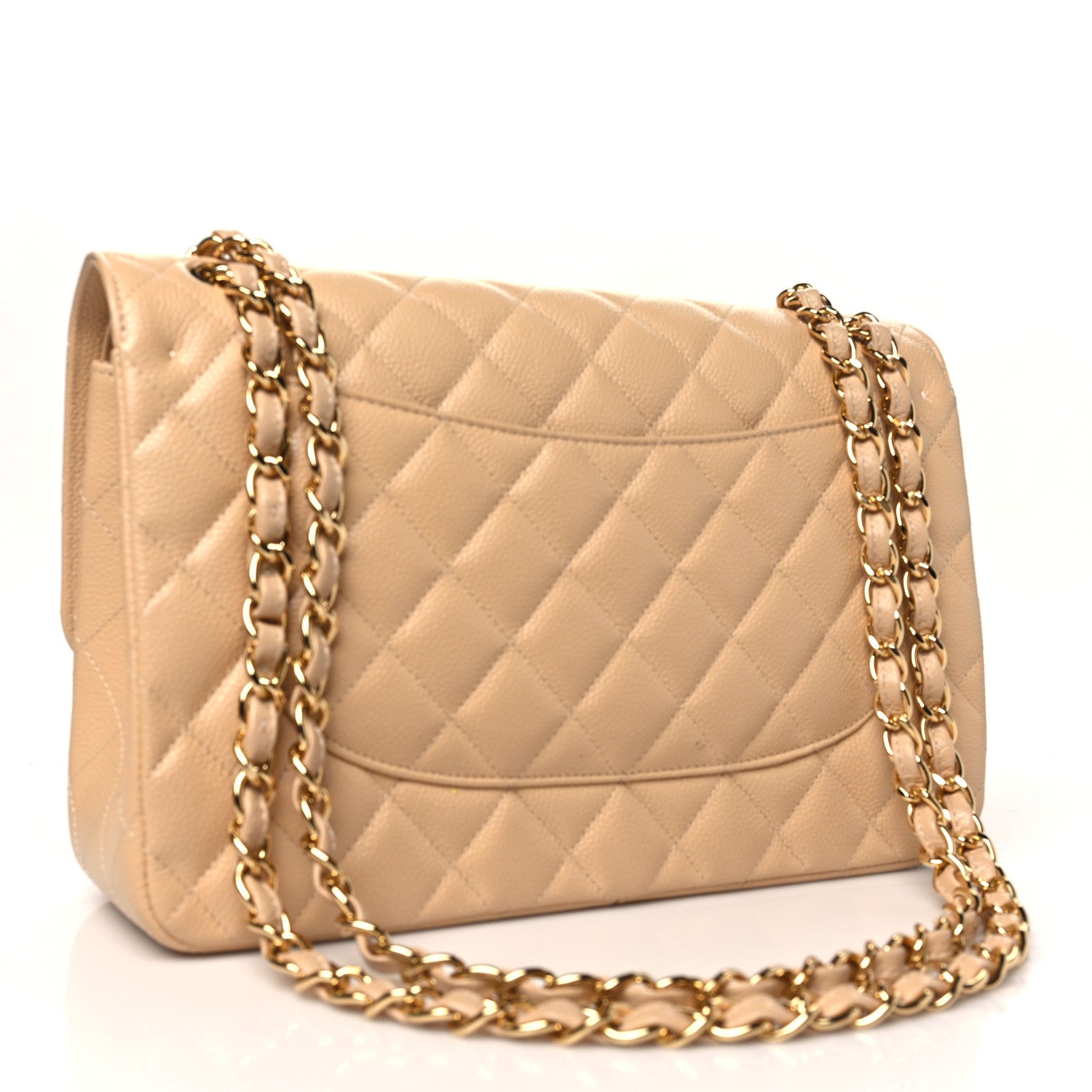 Chanel Caviar Quilted Jumbo Double Flap Light Beige 2 of 11