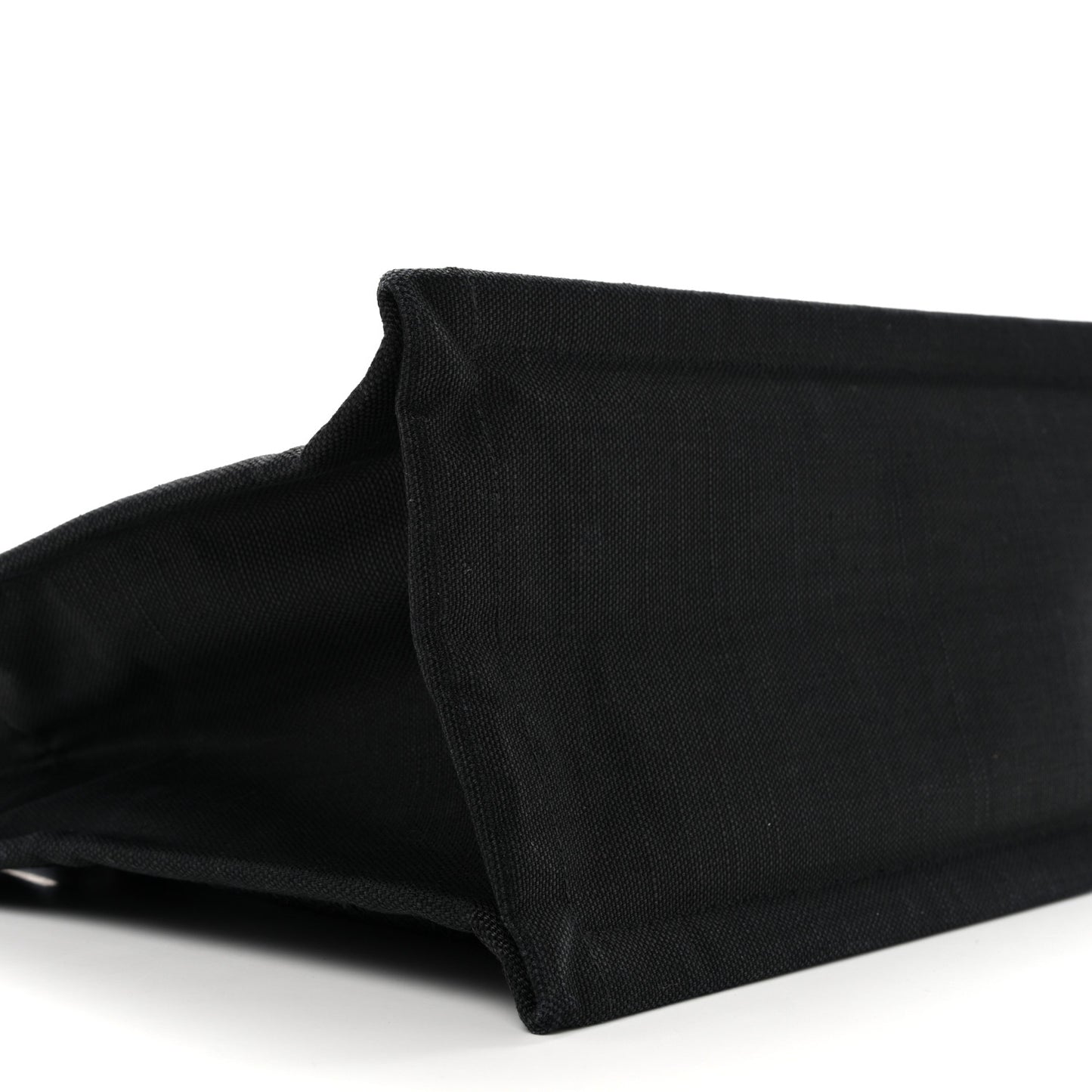 Raffia Linen Calfskin Small Rive Gauche Tote Black