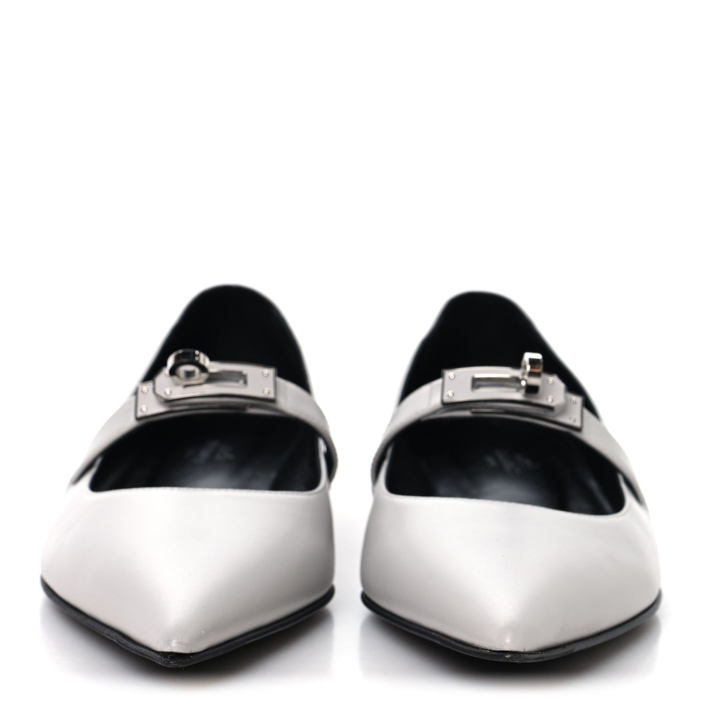 Calfskin Kelly Ballet Flat 37.5 Gris Clair