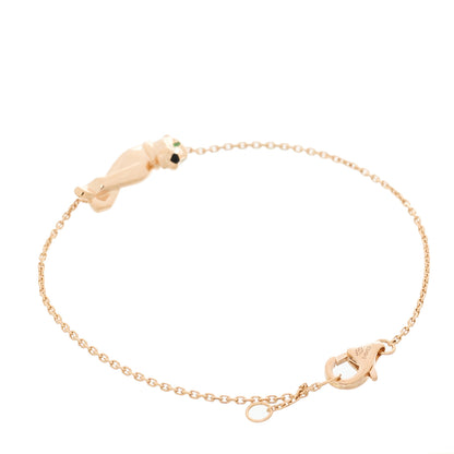 Cartier 18K Pink Gold Tsavorite Garnet Onyx Panthere Chain Bracelet 2 of 4