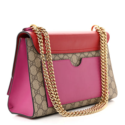 Gucci GG Supreme Monogram Calfskin Medium Padlock Shoulder Bag Beige Hibiscus Red New Rosette 3 of 13