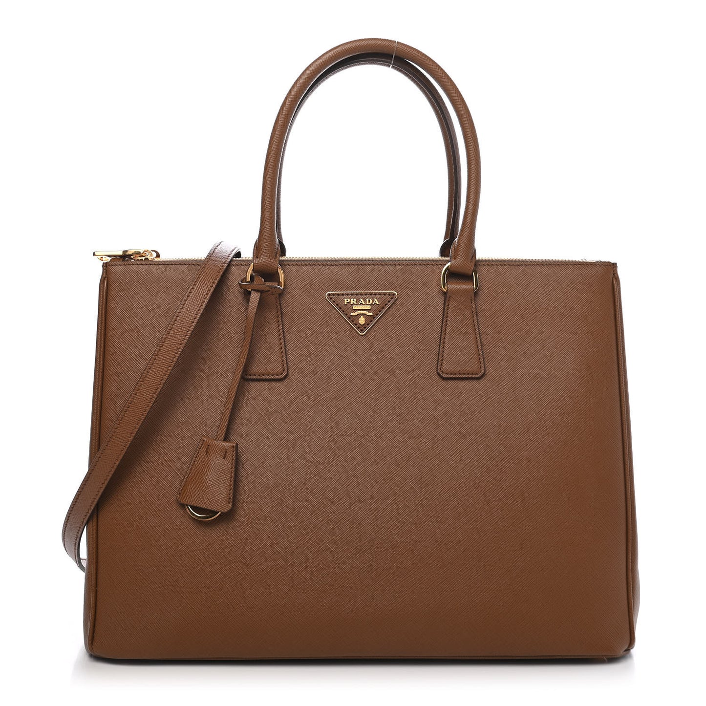 Saffiano Lux Large Galleria Double Zip Tote Caramel