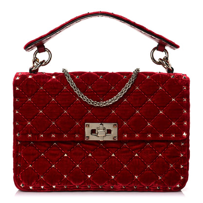 Valentino Garavani Velvet Medium Rockstud Spike Shoulder Bag Rosso Valentino 1 of 11