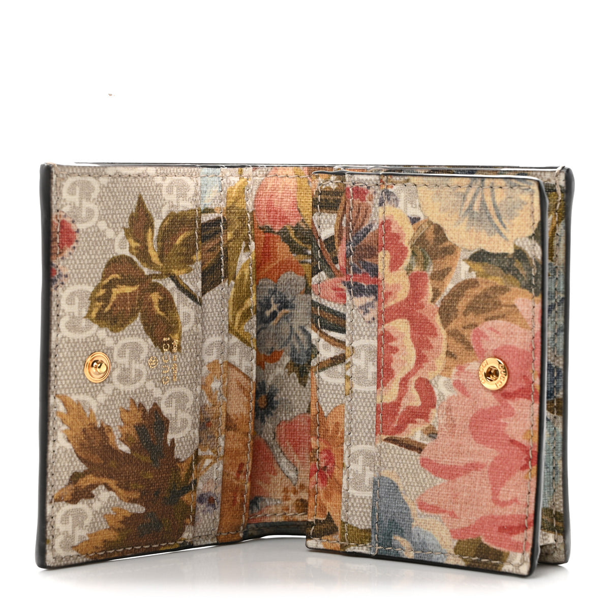 Gucci GG Supreme Monogram Water Flora Web Ophidia Card Case Beige White Multicolor 5 of 7