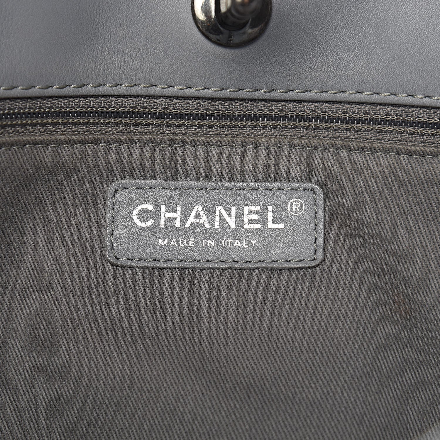 Chanel Calfskin Quilted Large Shopping In Chains Tote Light Grey 6 of 15