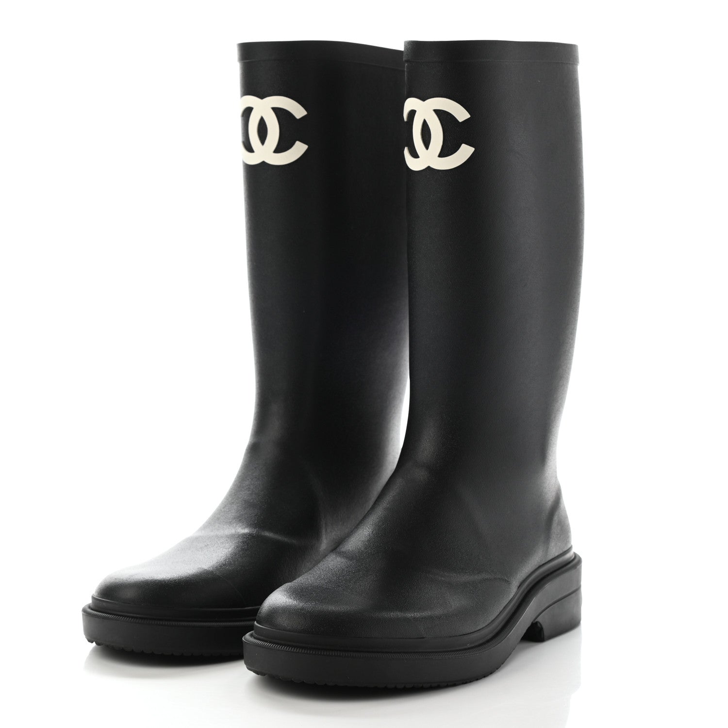 Chanel Caoutchouk CC High Boots 37 Black 3 of 10