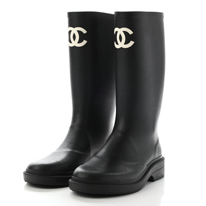 Chanel Caoutchouk CC High Boots 37 Black 3 of 10