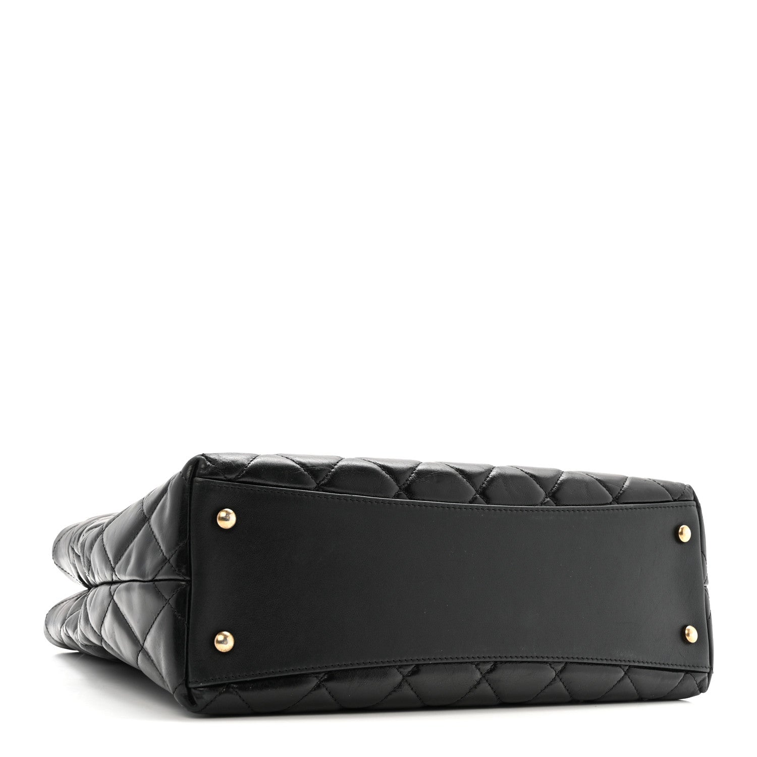 Chanel Glazed Calfskin Quilted Gold Bar Tote Black 4 of 13