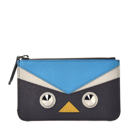 Fendi Vitello Elite QuTweet Studded Coin Pouch Key Case Asfalto Multicolor 1 of 6