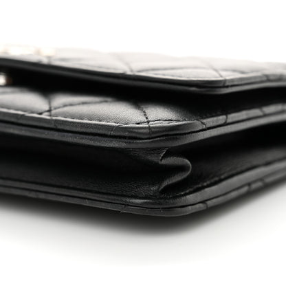 Chanel Lambskin Quilted Crystal CC Wallet On Chain WOC Black 11 of 12