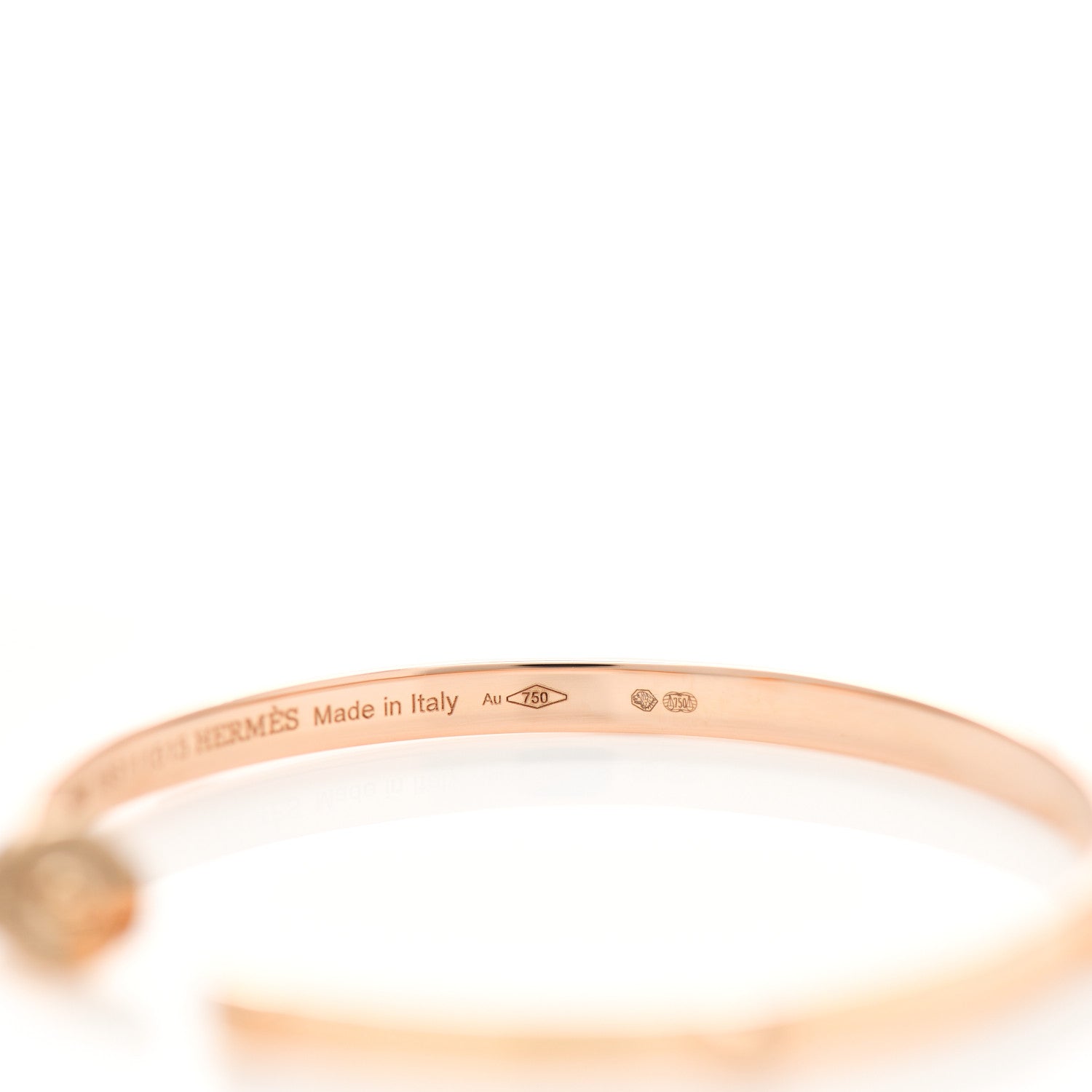 Hermes 18K Rose Gold Mini Clous Hoop Earrings 5 of 5