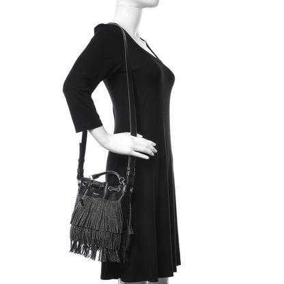 Saint Laurent Calfskin Studded Small Emmanuelle Fringe Bucket Bag Black 2 of 10