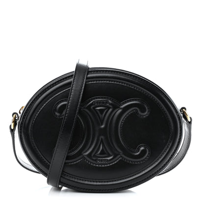 Celine Smooth Calfskin Cuir Triomphe Oval Bag Black 1 of 10