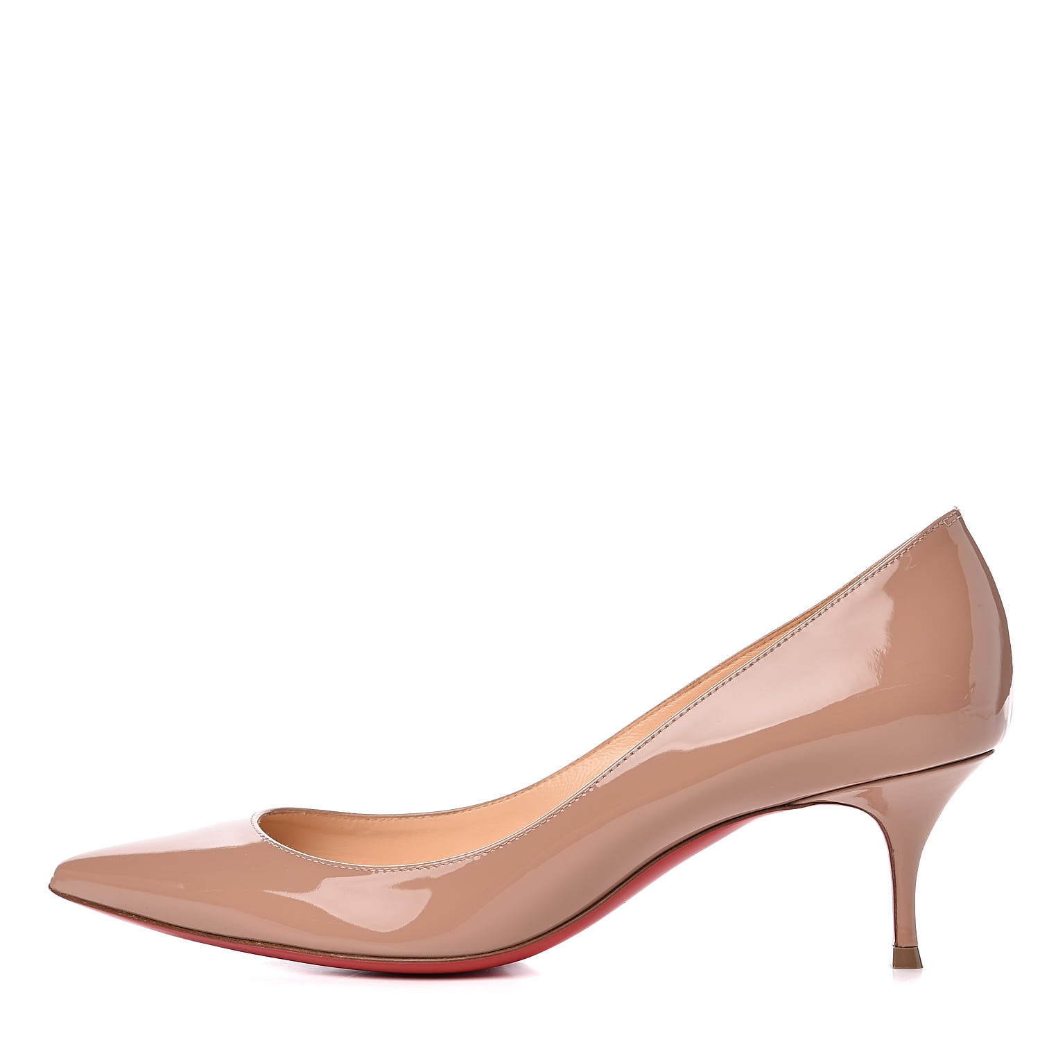 Christian Louboutin Patent Pigalle Follies 55 Pumps 38 Nude 1 of 8
