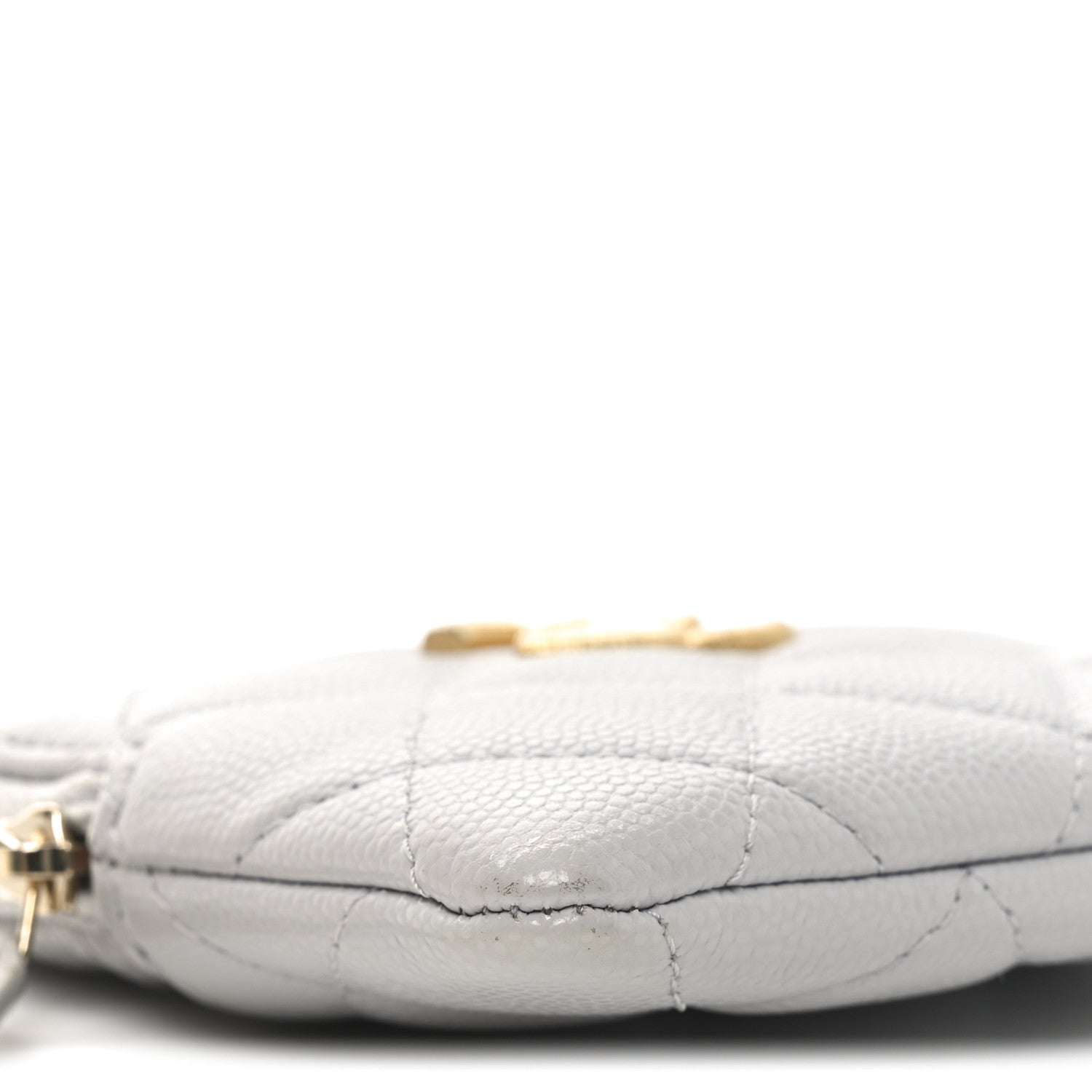 Chanel Caviar Quilted Textured CC Zip Card Holder Wallet  Grey 9 of 9