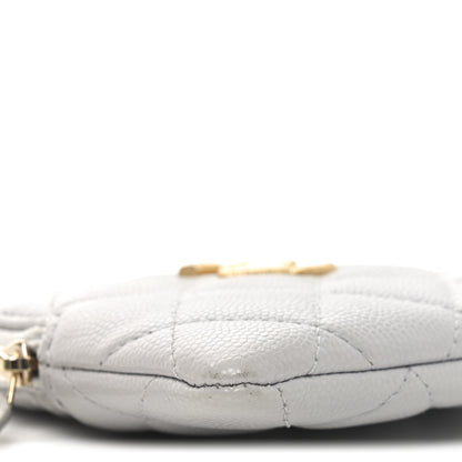 Chanel Caviar Quilted Textured CC Zip Card Holder Wallet  Grey 9 of 9