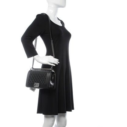 Chanel Lambskin Quilted Medium Boy Flap Black 2 of 11