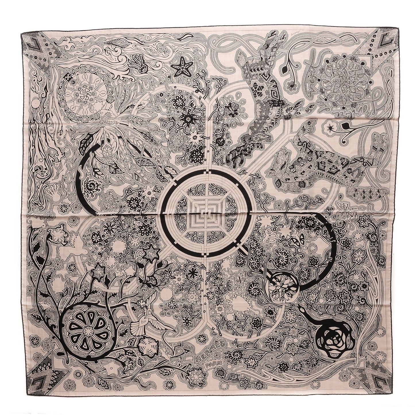 Cashmere Silk L'Arbre Du Vent Shawl 140 Naturel Noir