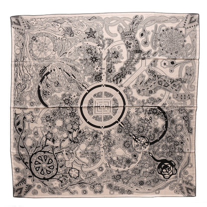 Hermes Cashmere Silk L'Arbre Du Vent Shawl 140 Naturel Noir 1 of 9