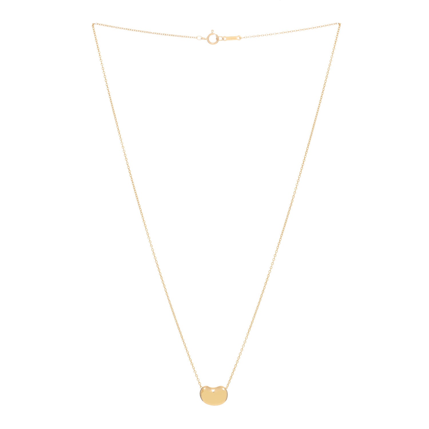 Tiffany 18K Yellow Gold 11mm Elsa Peretti Bean Pendant Necklace 2 of 4