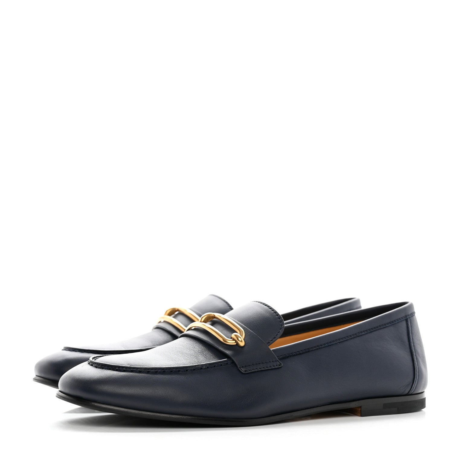 Hermes Calfskin Womens Colette Loafers 38.5 Bleu Indigo 3 of 9