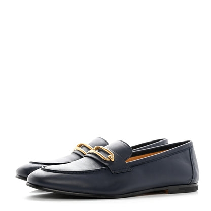 Hermes Calfskin Womens Colette Loafers 38.5 Bleu Indigo 3 of 9