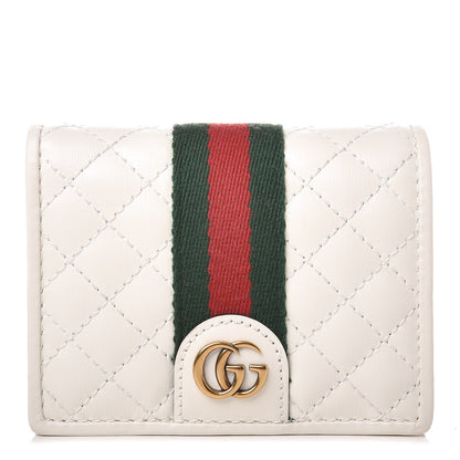 Gucci Calfskin Web Trapuntata GG Card Case Wallet Off White 1 of 9