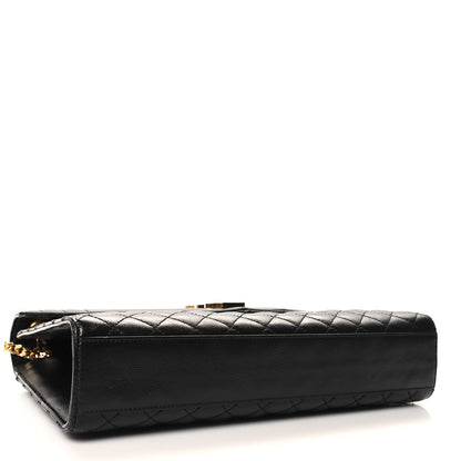 Saint Laurent Grain De Poudre Textured Mixed Matelasse Large Triquilt Monogram Satchel Black 4 of 12