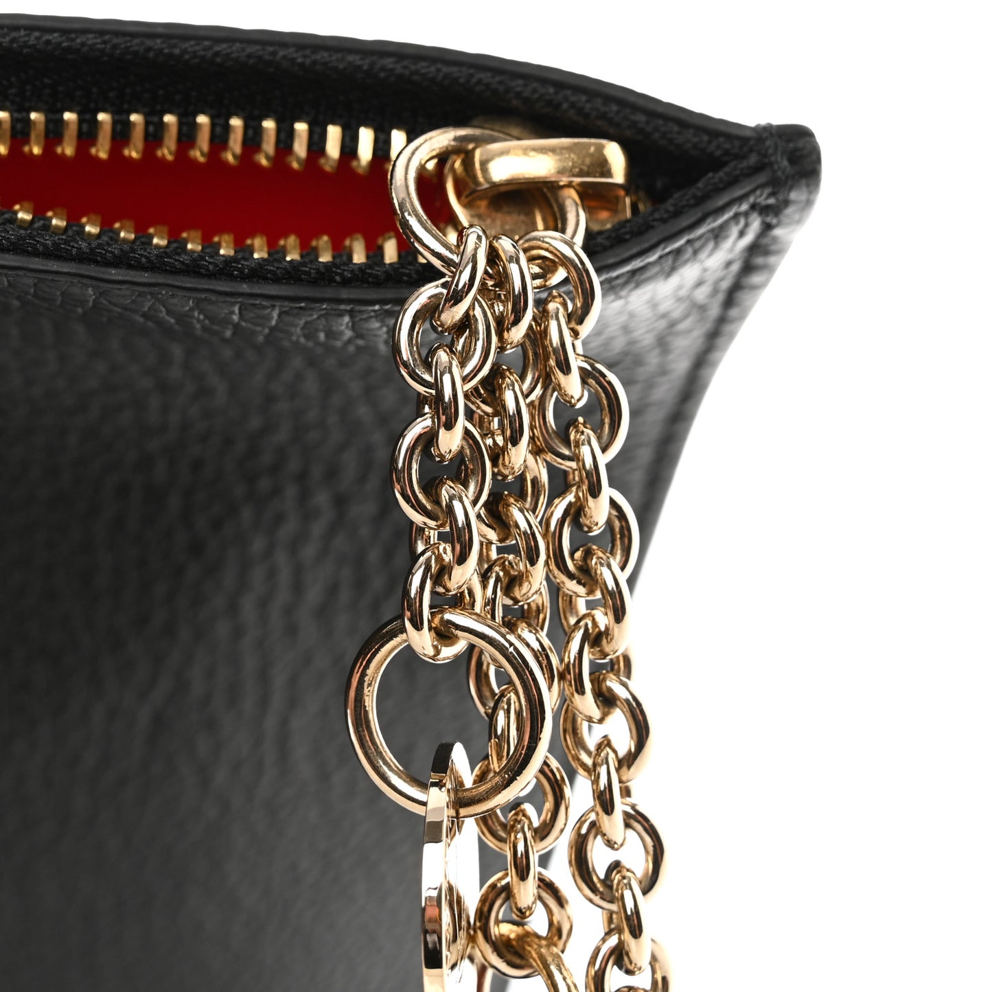 Calfskin Loubicute Charms Clutch Black